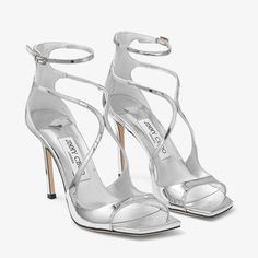 AZIA 95 | Sandali in pelle effetto metallizzato liquido argento | Nuova collezione | JIMMY CHOO Jimmy Choo Heels, Liquid Metal, Leather Lingerie, Leather Heels Sandals, Silver Sandals, Silver Heels, Dolce E Gabbana, Boot Pumps, Sandals For Sale