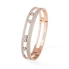 Messika Jewelry - Move Romane Large Pavé Bangle Bracelet M - Pink Gold | Manfredi Jewels Pave Bangle, Diamond Bangle Bracelet, Wrist Jewelry, Diamond Bangles Bracelet, Diamond Jewel, Bracelets Gold Diamond, Diamond Bangle, Bracelet Collection, Dream Jewelry