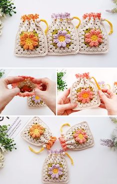 the crochet bag is made with flowers