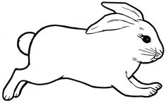 the outline of a bunny rabbit running with its ears wide open and eyes wide open