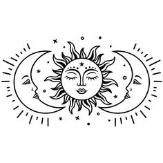 the sun and moon with their faces drawn by hand