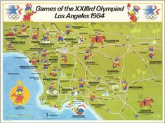 an illustrated map of the olympics in los angeles