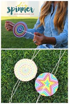 three different pictures with the same person holding two lollipops