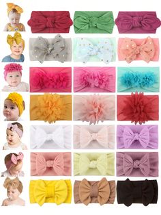 21pcs Cute Nylon Bow Headbands Set For Babies 0-3 Years Old Multicolor    Polyamide Geometric,Plants,Textured Pattern Hair Bands   Baby Supplies, size features are:Bust: ,Length: ,Sleeve Length: Headband Sizes For Babies, Baby Nylon Headbands, Plant Texture, Pattern Hair, Bow Headbands, Baby Hair Accessories, Baby Supplies, Hair Bands, Bow Headband