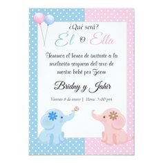 a pink and blue baby shower with an elephant