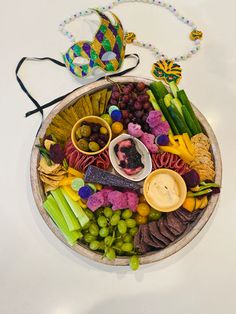 a platter filled with different types of food