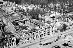 an aerial view of destroyed buildings in the city