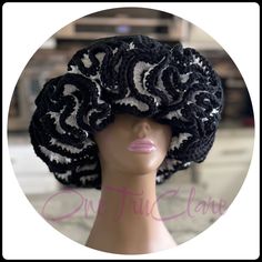 Handmade crochet ruffle hat. Makes a perfect gift for a loved one, or addition to your wardrobe to add some razzle dazzle to any outfit. Great for dress up or casual occasions. Made with acrylic yarn. Can be made in a solid color or 2 colors. Message me with color preferences. **Disclaimers**  *Hat may fit differently than pictured on the mannequin head.   *Slight color variations are possible due to lighting and monitors/screen differences. Thank you for visiting my shop. -Clare Crochet Mini Hats One Size, Hand Knitted Cloche Hat One Size, Fitted Crochet Yarn Hat, Adjustable Crochet Party Hat, Adjustable Ruffled Bonnet, Fitted Crochet Black Hat, Adjustable Black Crochet Hat In Acrylic, Whimsical Crochet Yarn Hat, Fitted Black Crochet Hat