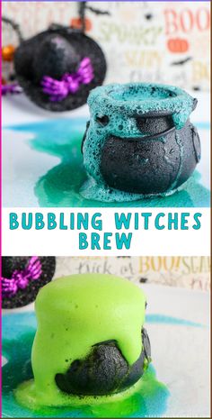 Mini wizards and witches everywhere will be enchanted making magical Bubbling Witches Brew this Halloween season! This Halloween science experiment do Halloween Classroom Science, Witch Projects For Preschool, Preschool Stews And Brews Free, Halloween Baking Soda And Vinegar, Bubbling Cauldron Science, Potions Science Experiment, Prek Halloween Science, Pre K Halloween Science Activities, Halloween Party Science Experiments