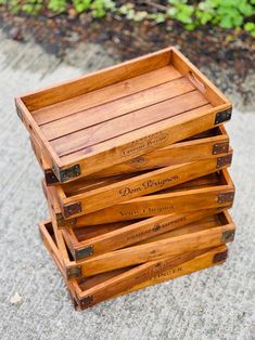 four wooden crates stacked on top of each other