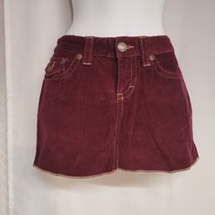 Aeropostale Size 1/2 Mini Skirt In Burgundy Corduroy. Tan Topstitching. 5 Pockets. Collage Clothes, Tan Aesthetic, Overall Skirt Denim, Fall Skirt, Grey Mini Skirt, Overall Skirt, Corduroy Mini Skirt, Tan Skirt, Sublimation Ideas