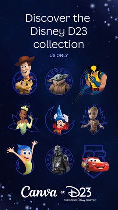 an advertisement for the disney d23 collection