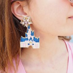 Take these beaded castle earrings with you to the happiest place on Earth! 3" x 1 3/4" Free shipping and a free gift are included. Sale items are not returnable. Final sale. Happiest Place On Earth, On Earth, Happy Places, Free Gift, Sale Items, Free Gifts, Final Sale, Castle, Free Shipping