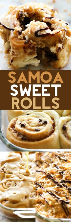 some food that is on top of a glass plate with the words samosa sweet rolls