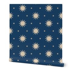 a blue wallpaper with white stars on it