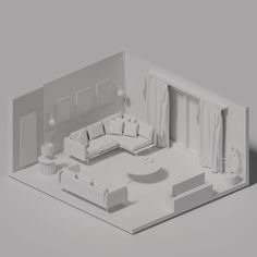 a cut out of a living room with white furniture