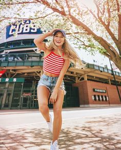 Summer Baseball Game Outfit, Baseball Game Outfit, Chicago Bucket List, Olivia Rink, Summer Baseball, Game Outfit, Baseball Game, Baseball Games