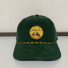 Mad Engine Yellowstone National Park Corduroy Trucker Hat/Cap-Nwot -Os -Forest Green -Adjustable Snapback Closure -65% Cotton/35% Polyester -New Without Tags Casual Green 5-panel Trucker Hat, Retro Corduroy 5-panel Hat, Adjustable 5-panel Trucker Hat For Adventure, Green 5-panel Snapback Hat For Camping, Green Military Snapback Trucker Hat, Garment Bags, Walker Boots, Hat Cap, Rain And Snow Boots