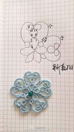 a piece of paper that has some type of brooch on it, and an image of a flower in the middle