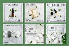 the natural cosmetics adverts are displayed in four different styles