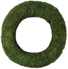 a green moss wreath on a white background with clippings to cut out the center