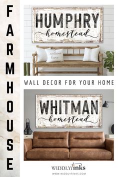 the farmhouse sign is displayed in three different ways