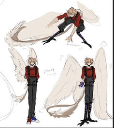 some drawings of an angel with wings