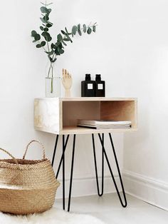 a table with some plants on top of it