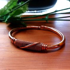 1pc Beautiful African Copper Twist Metal Bracelet. Copper Bracelets Handmade, Mens Copper Bracelet, Wolf Pendant Necklace, Copper Wire Art, Copper Bracelets, Wire Bracelets, Twisted Metal, Brand Accessories, Yellow Gold Wedding Band