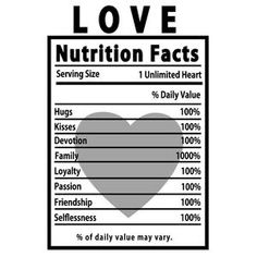 the label for love nutrition fact