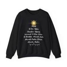 Cozy unisex Christmas pullover showcasing different names of Jesus, perfect for the holiday season. Provides a comfy wearing experience with a clean-cut style. Relevant to those celebrating Christmas and looking for a unique religious-themed sweatshirt. Product features - Made with a medium-heavy fabric blend of 50% cotton and 50% polyester - Ribbed knit collar with seam for elasticity and shape retention - Double-needle stitching for durability - Ethically grown US cotton and eco-friendly dyes - No side seams for reduced fabric waste Care instructions - Machine wash: cold (max 30C or 90F) - Non-chlorine: bleach as needed - Tumble dry: low heat - Do not iron - Do not dryclean Jesus Names, Christmas Pullover, Celebrating Christmas, Jesus Christus, Xmas Sweater, Christmas Jumper, Christian Christmas, Clean Cut, Names Of Jesus