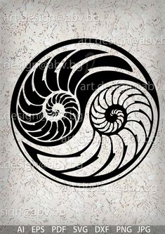 a black and white spiral design on a gray background