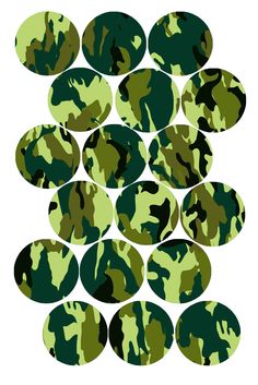 a bunch of green and black circles on a white background