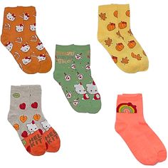 Brand New Hello Kitty Pumpkin Spice Themed Socks 5 Pairs Cute Cotton Socks For Fall, Casual Orange Socks For Fall, Kitty Pumpkin, Hello Kitty Pumpkin, Pumpkin Spice Everything Nice, Hello Kitty Keychain, Pumpkin Spice Everything, Halloween Socks, Point Design