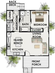 the floor plan for a two bedroom apartment with an attached kitchen and living room area