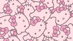 a bunch of hello kitty wallpapers on a pink background