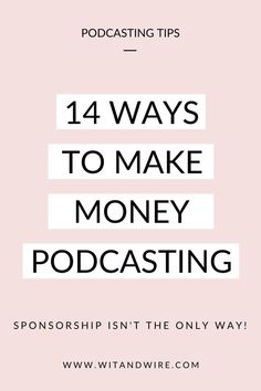 Wondering how to make money podcasting? You may think that getting podcast sponsors is the only way to make money with a podcast, but it's not! Read this post to learn 14 ways to make money with a podcast, even if you have a small audience. how do podcasts make money I how to start a podcast make money I how to monetize your podcast I passive income strategies I online business budgeting tips I starting a podcast 2022 How To Podcast Tips, How To Make Podcasts, Podcast Setup Home Aesthetic, Pod Cast Ideas, Podcast Must Haves, Create A Podcast, How To Create A Podcast, How To Podcast, Podcasting For Beginners