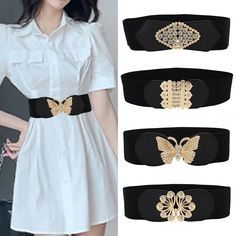 Female Retro Waist Corset Belt Waist Strap Women Alloy Buckle Waistbands Elastic Waist Seal Stretch Cummerbunds Pu Leather Belts Waist Corset Belt, Waist Corset, Corset Belt, Wide Waist, Waist Strap, Wide Belt, Mua Sắm, Leather Belts, Black Stretch