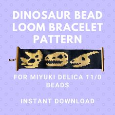 Bead loom dinosaur stitch pattern for Miyuki Delica 11/0 Beads.  Colours: 2  The pattern provided includes both the golden and silver variation.  Size: 23 x 81 beads, 3.12 x 14.18 cm. The PDF file includes: 1. A Beads Pallete, which includes the colour, number and amount of the beads used. 2. A numbered graph of the pattern. 3. A word chart of the pattern. This is not a physical item. It is a PDF file you can download from the "Your Purchases" section in Etsy. This pattern is for personal use on Beaded Dinosaur Pattern, Monster Tail Loom Patterns, Frog Bead Loom Patterns, Horse Bead Loom Patterns, Snake Skin Bead Loom Pattern, Dinosaur Pattern, Bead Loom Bracelets, Loom Bracelets, Pixel Art Pattern