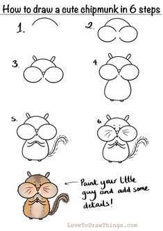 how to draw a cute chipmunk in 6 steps step by step instructions for kids