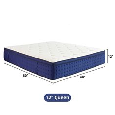 the queen size mattress is shown with measurements