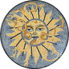 the sun is depicted in this mosaic design