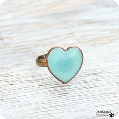 Ring Mint green heart by Dariami on Etsy Green Heart, Matching Rings, Mint Color, Tampa Fl, Blue Band, Fresh Mint, Favorite Rings, Heart On, Copper Color