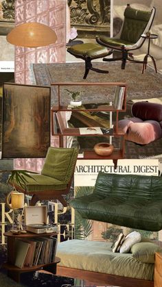 a collage of different furniture and decor items in various styles, colors, and sizes