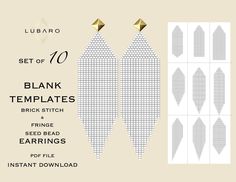 a set of 10 blank templates for sewing and needleing with gold studding