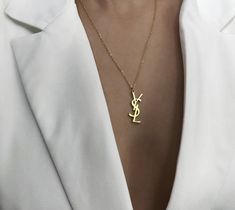 Ysl Necklace Aesthetic, Ysl Necklace Gold, Dior Necklace Gold, Ysl Aesthetic Outfit, Chanel Necklace Aesthetic, White Gold Aesthetic, Branded Necklace, White And Gold Aesthetic, Ysl Ring