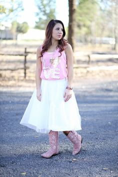 Tulle Skirt with Cowgirl boots! LOVE! Skirt With Cowgirl Boots, Dear John, Flying Monkey, Pink Tulle, Black Swan, Silver Jeans, Cowgirl Boots, Miss Me