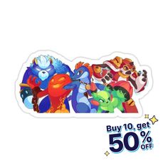 the sticker is for sale with an image of several different cartoon characters on it