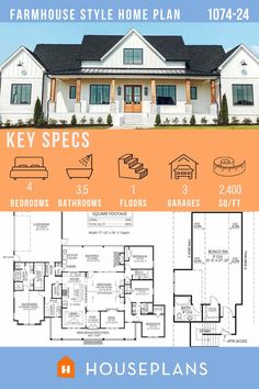 the floor plan for this house is shown in blue and orange, with two levels to each