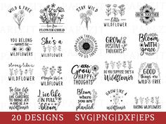 20 designs svg bundle with flowers and sayings